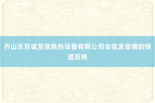 齐山东百诚至信换热设备有限公司会激发蛮横的情谊反映